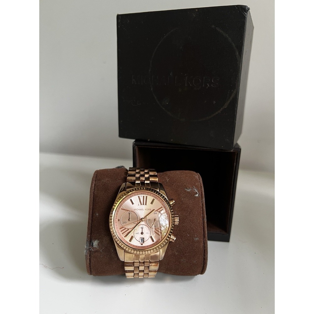 Michael Kors Womens Watch Rose Gold Multi Dial MK-5569 Date Need Battery
